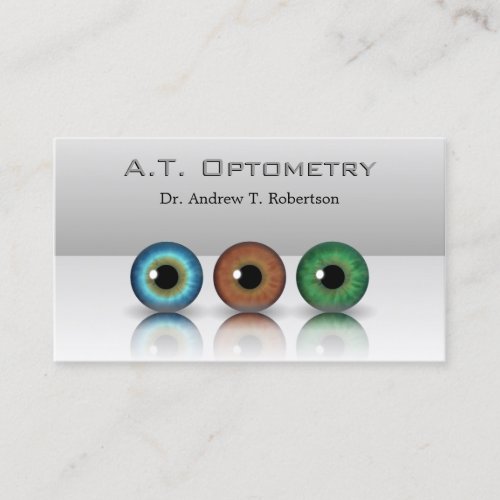 Gray Professional Optometrist Eyeballs Optometry Business Card
