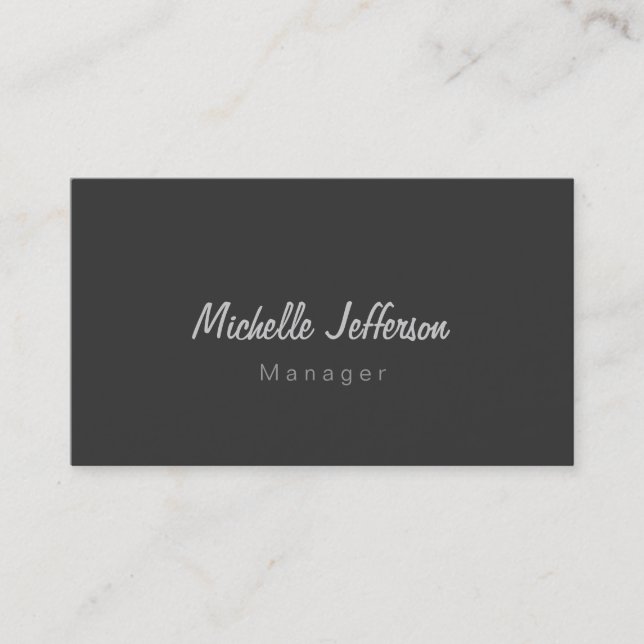Gray Professional Script Manager Business Card (Front)