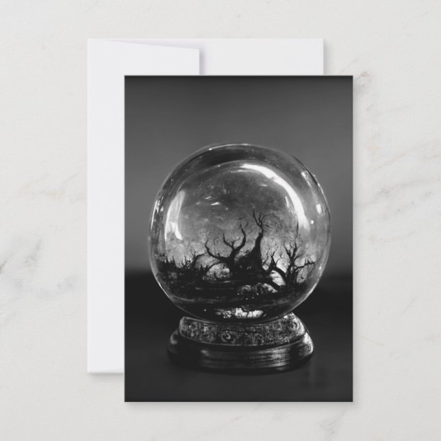 Gray Psychic Crystal Ball Thank You Card (Front)