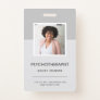 Gray Psychotherapist Counselor Photo Name Tag ID Badge