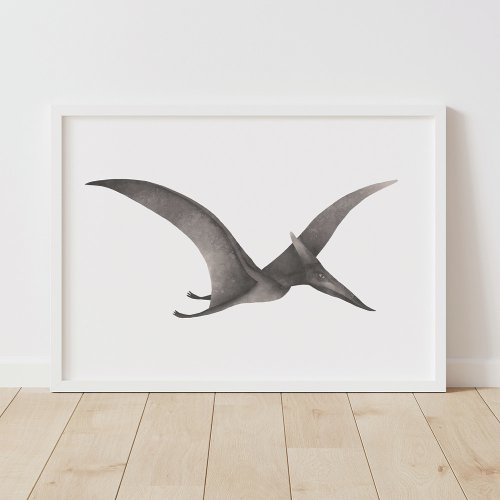 Gray Pteradactyl Dinosaur Poster Print