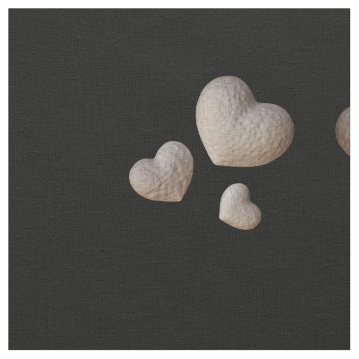 Gray Puffy Heart Groups w/ Black Background Fabric