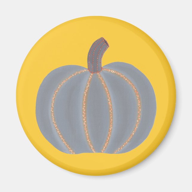 Gray Pumpkin Orange Lights Halloween Magnets (Front)