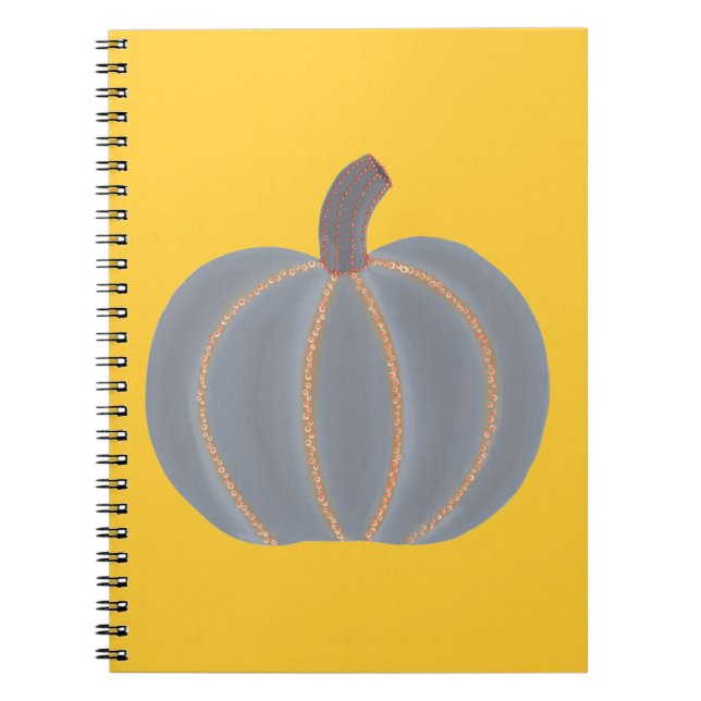 Gray Pumpkin Orange Lights Halloween Notebook (Front)