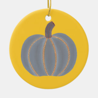 Gray Pumpkin Orange Lights Halloween Ornament