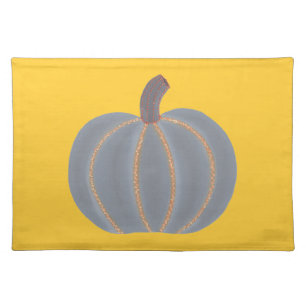 Gray Pumpkin Orange Lights Halloween Placemat