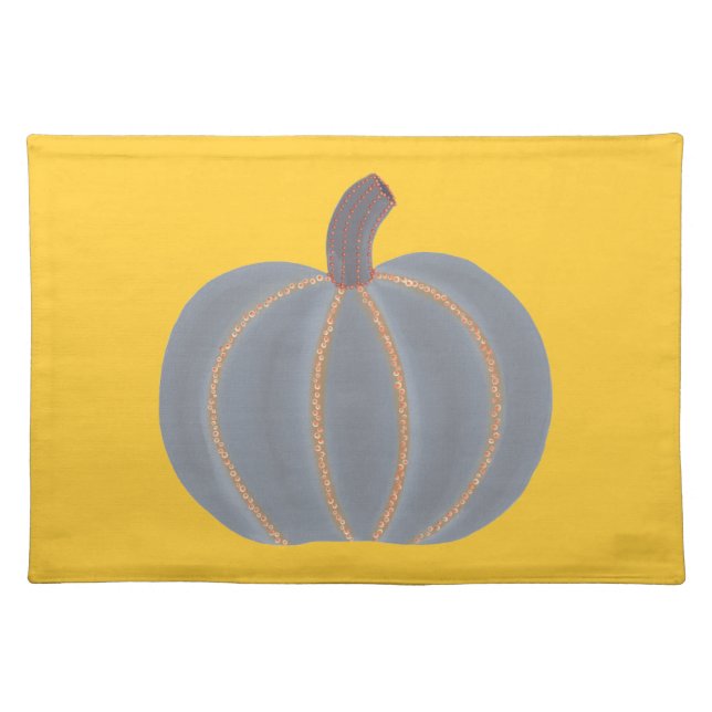 Gray Pumpkin Orange Lights Halloween Placemat (Front)