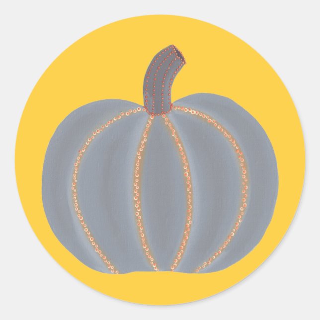 Gray Pumpkin Orange Lights Halloween Stickers (Front)