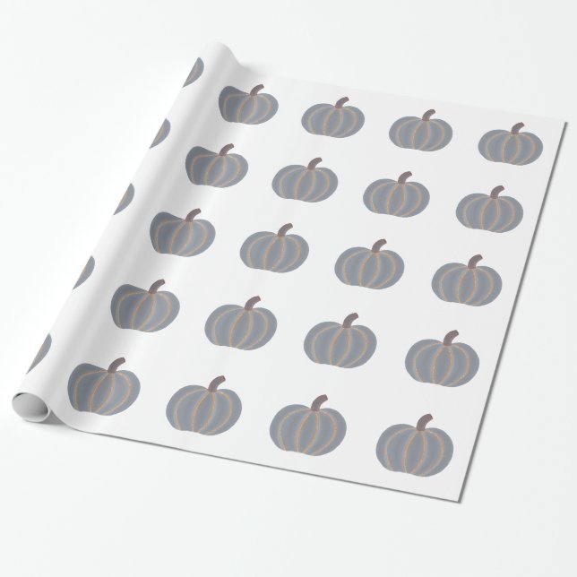 Gray Pumpkin Orange Lights Wrapping Paper (Unrolled)