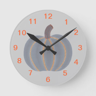 Gray Pumpkin Orange Trim Halloween Clock