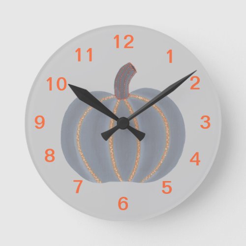 Gray Pumpkin Orange Trim Halloween Clock