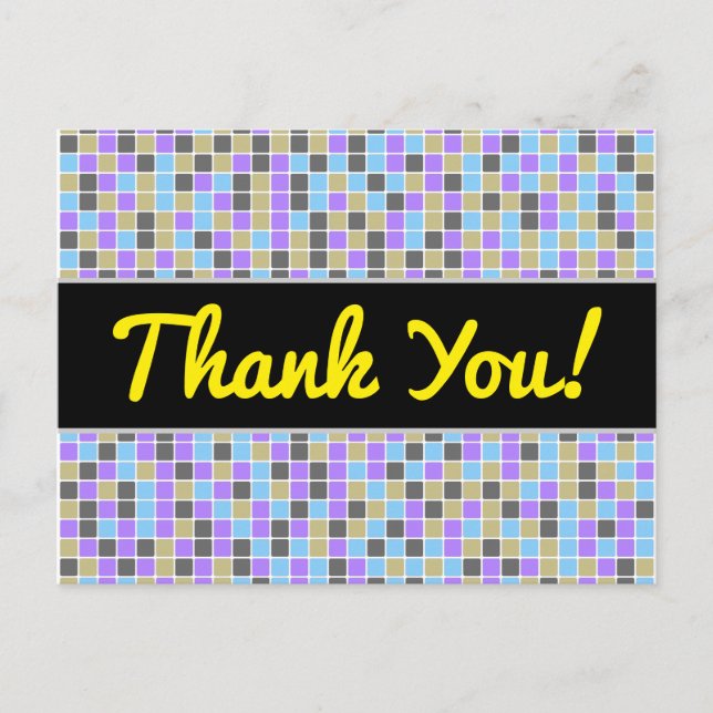 Gray, Purple, Beige, Blue Squares/Tiles Pattern Postcard (Front)