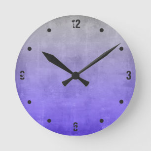Gray Purple Blue Modern Rustic Abstract Round Clock