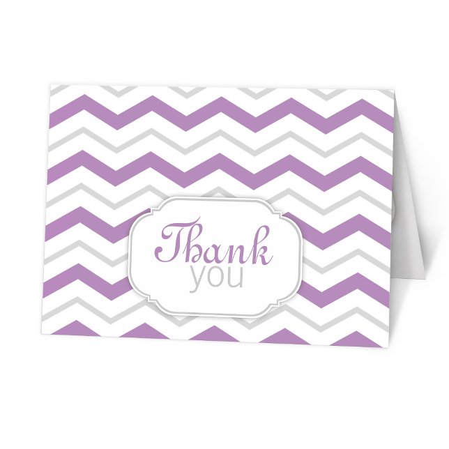 Gray Purple Chevron Modern Thank You Cards (Creator Uploaded)
