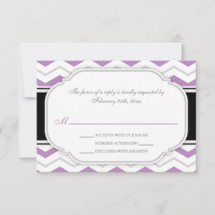 Gray & Purple Chevron Wedding Reception RSVP Cards