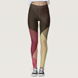 Gray Purple Cream Modern Geometric Pattern Leggings