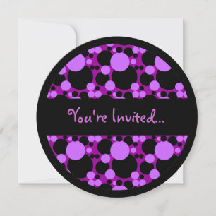 Gray purple dots sweet 16 circle invitations