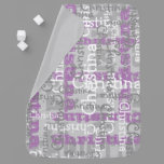 Gray Purple Girl Allover Name Collage Personalized Baby Blanket
