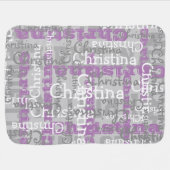 Gray Purple Girl Allover Name Collage Personalized Baby Blanket (Horizontal)
