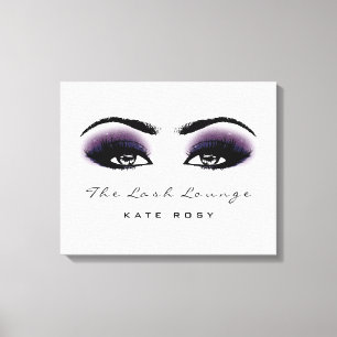 Gray Purple Makeup Artist Beauty Damask Lashes Canvas Print