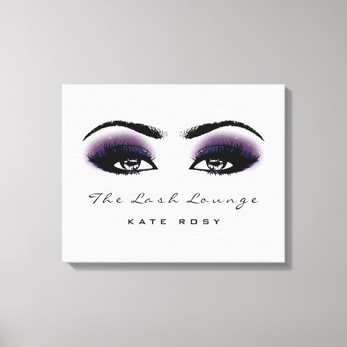 Gray Purple Makeup Artist Beauty Damask Lashes Canvas Print