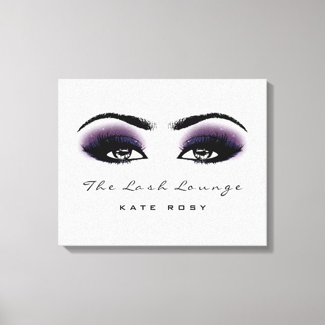 Gray Purple Makeup Artist Beauty Damask Lashes Canvas Print (Front)