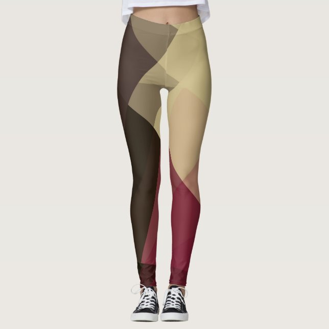 Gray Purple Modern Geometric Pattern Leggings (Front)