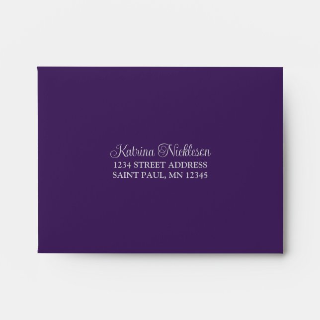 Gray, Purple Wedding A2 Size RSVP Envelope (Front)