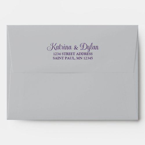 Gray Purple Wedding Invitation Envelope