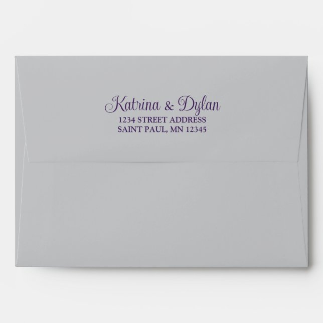 Gray, Purple Wedding Invitation Envelope (Back (Top Flap))