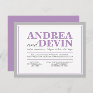 Gray & Purple Wedding Reception ONLY Invitations