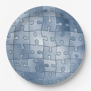 Gray puzzle paper plates