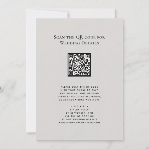 Gray QR Code All In One Modern Minimalist Wedding Invitation | Zazzle