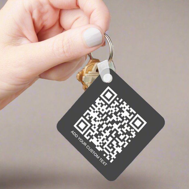 Gray QR Code Company Logo Corporate Promotion  Keychain (Creator Uploaded)