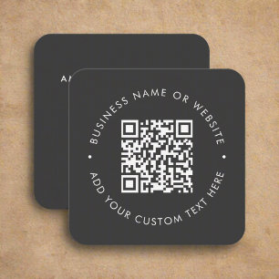 Gray QR Code l Professional Clean simple Square Business Card