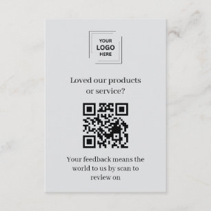 Gray QR Customer Rating Feedback Insert Card