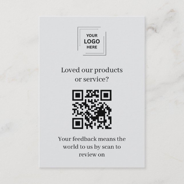 Gray QR Customer Rating Feedback Insert Card (Front)