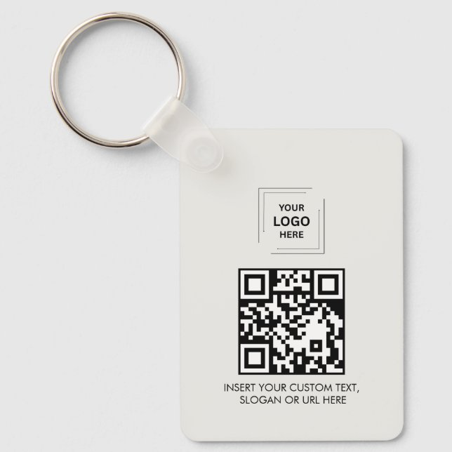 Gray QR Logo Contact Share Professional Design Keychain (Front)