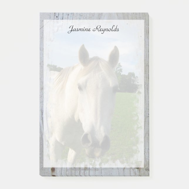 Gray Quarter Horse on Whitewashed Board Post-it Notes (Front)