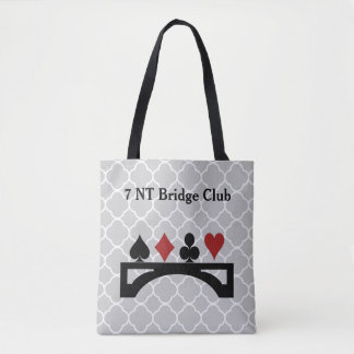 Gray Quatrefoil Bridge Card Game Tote Bag