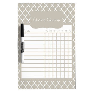 Gray Quatrefoil Chore Chart Dry-Erase Board