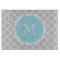 Gray Quatrefoil Pattern, Blue Monogram