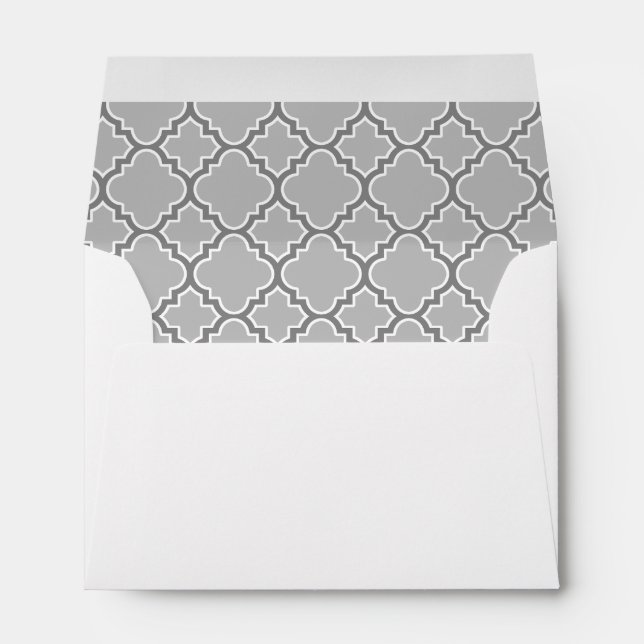 Gray Quatrefoil Pattern Lined Envelope (Back (Bottom))