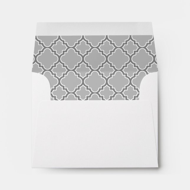 Gray Quatrefoil Pattern Lined Envelope (Back (Bottom))