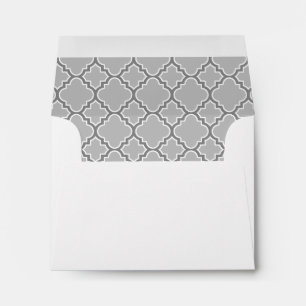 Gray Quatrefoil Pattern Lined Envelope