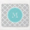 Gray Quatrefoil Pattern, Teal Monogram