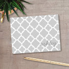 Gray Quatrefoil Pattern with handwritten font Name