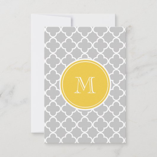 Gray Quatrefoil Pattern, Yellow Monogram (Front)