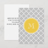 Gray Quatrefoil Pattern, Yellow Monogram (Front/Back)