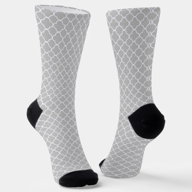 Gray Quatrefoil Socks (Angled)